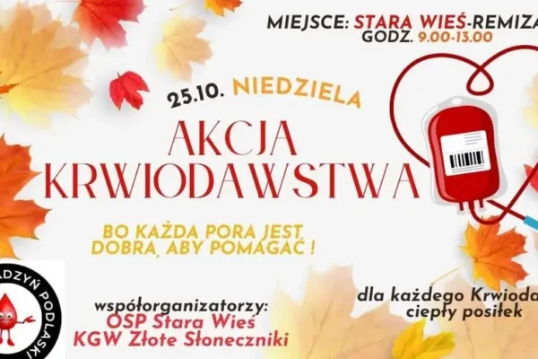 Akcja krwiodawstwa w Starej Wsi – oddaj krew i uratuj życie