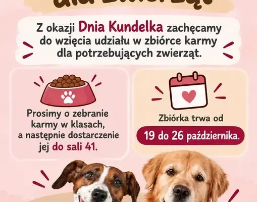 Szkolny Klub Wolontariatu organizuje zbiórkę karmy dla zwierząt z okazji Dnia Kundelka