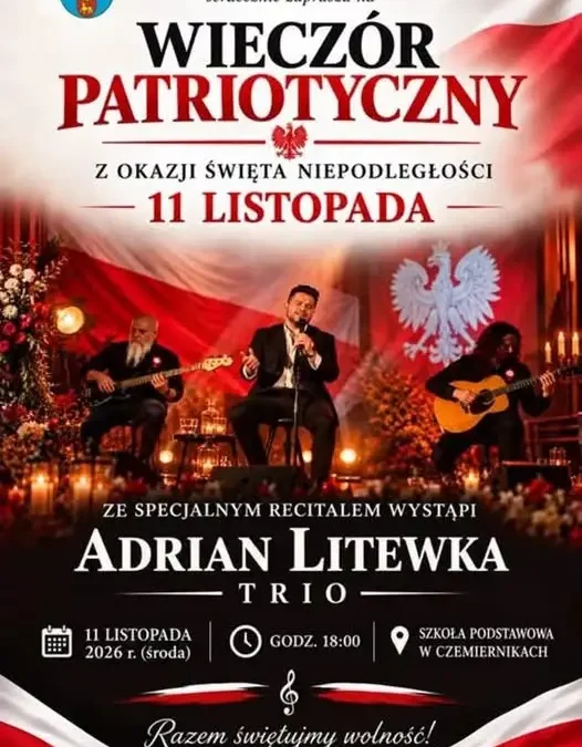 Czemierniki: wieczór z recitalem Adrian Litewka Trio z okazji Święta Niepodległości